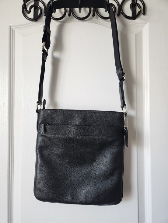 Coach Other - Coach Black Pebbled Leather Messenger Crossbody